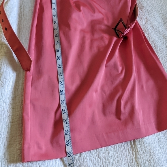 NEW York and Company Hot Pink Belted Midi Strapless Dress 8 Mod Retro Wiggle - Picture 9 of 12